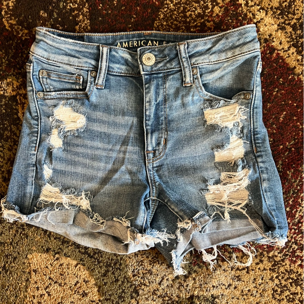 American Eagle Outfitters Distressed Blue Jean Shorts